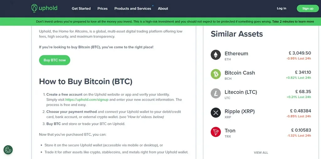 uphold exchange features 